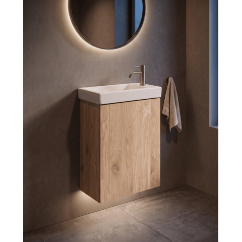 Saniclass Holz Pure meuble lave-mains - 39.4x21.5x55cm - 1 porte - Chêne naturel SW1482337