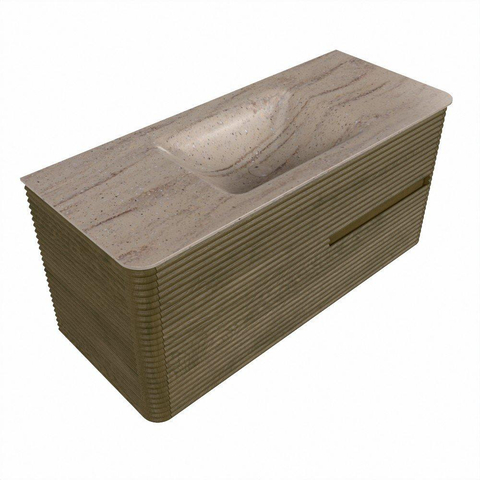 Mondiaz CIRO-DLUX Ensemble de meubles de salle de bains - 110x45x50cm - lavabo en solid surface Saba - 1 vasque au milieu - 1 trou de robinet - 2 tiroirs - Dusk SW1533322