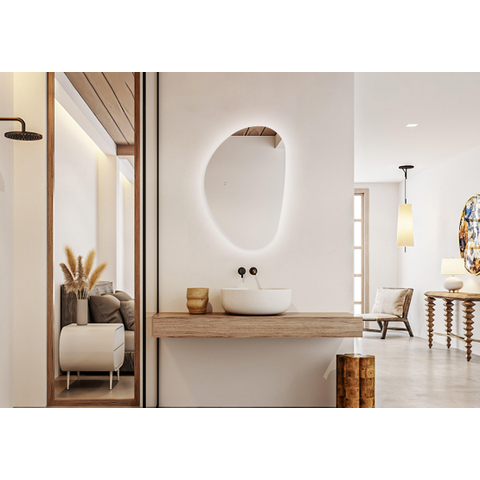 FugaFlow Eccelente Arredo Miroir Sim - 80x53,3cm - éclairage - chauffage miroir - horizontal/vertical - organique SW1469329