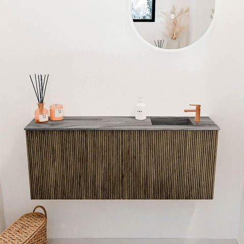 Mondiaz JOYA-DLUX 100cm meuble de salle de bains - couleur Dusk - Vasque FAYE position Droite 1 trou de robinet couleur Sombra. SW1426147