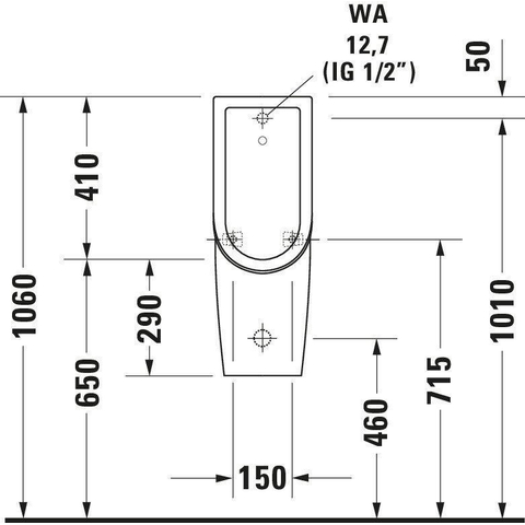 Duravit Starck 3 Urinoir - met sproeikop - met achterinlaat - met sifon - met bevestiging - wit 0290484