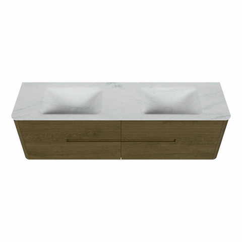 Mondiaz CIRO-DLUX Meuble de salle de bains - 170x45x50cm - Vasque solid surface Opalo - 2 vasques double - 2 trous de robinet - 4 tiroirs - Dusk SW1532897