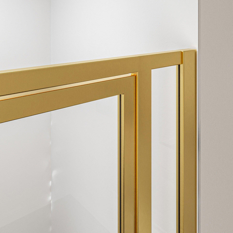 Aqua Vista Nisdeur - 90x200cm - 8mm - helder nano coating glas - frame - geborsteld messing SHOWROOMMODEL SHOW26946
