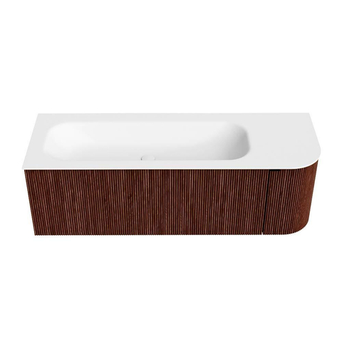 Mondiaz KURVE Badkamermeubelset - 135x46x40cm - 1 lade - 1 deur - wastafel solid surface - links - zonder kraangat - Ruby SW1415303