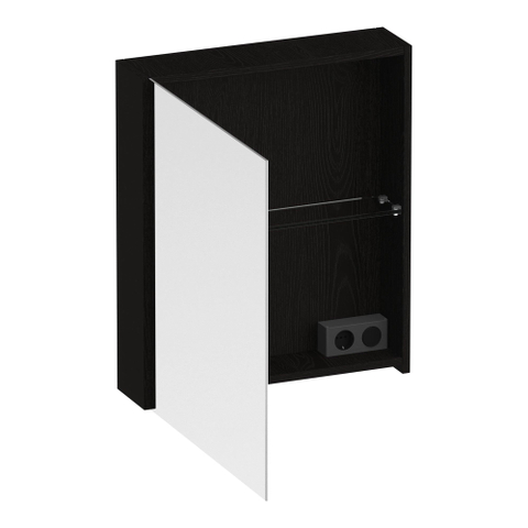 BRAUER Impress spiegelkast - 60x70x15cm - zonder verlichting - met 1 linksdraaiende dubbelzijdige spiegeldeur - Timber Black SHOWROOMMODEL SHOW26739