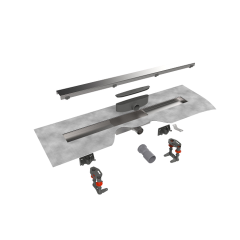 Easy Drain Compact 30 Modulo Stone caniveau de douche set garde d'eau 30mm 90cm profondeur d'encastrement 70mm avec sortie latérale SW86855