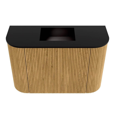 Mondiaz JOYA Meuble de toilette 63,2cm - arrondi gauche et droite couleur Oak - Vasque FAYE position Milieu Sans trou de robinet couleur Urban SW1421247