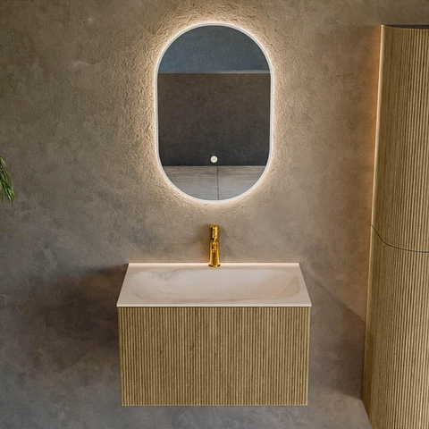 MONDIAZ KURVE-DLUX Meuble de salle de bains 70cm couleur Dusk avec 1 tiroir et 0 portes. Lavabo BIG SMALL Milieu 1 trou de robinet Meli. SW1431864