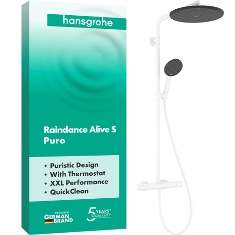 Hansgrohe Raindance alive S - showerpipe - 300 - 1jet Puro Ecostat Element - mat wit SW1388115