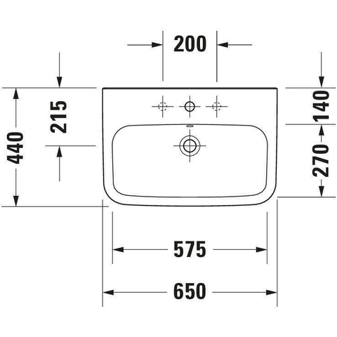Duravit Durastyle Wastafel - 65x44cm - met 1 kraangat - met overloop - wit SW54093