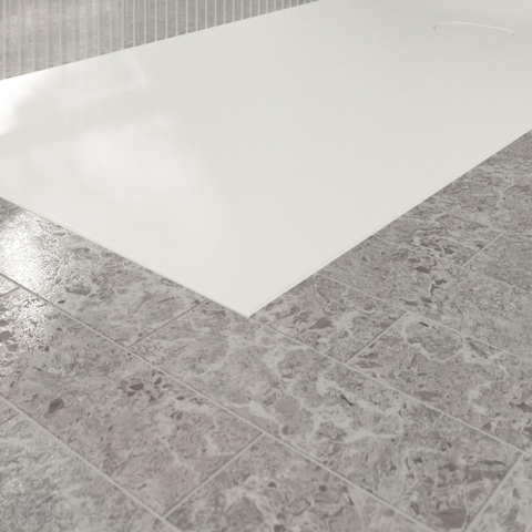 Villeroy & Boch Ecora douchebak - 160x80x4.5cm - afvoer korte zijde - stone white (wit) SW1558925