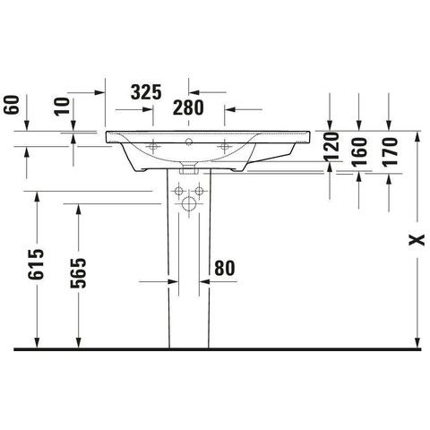 Duravit D-Neo wastafel 80x48x17cm 1 kraangat rechthoek Keramiek Wit SW640624