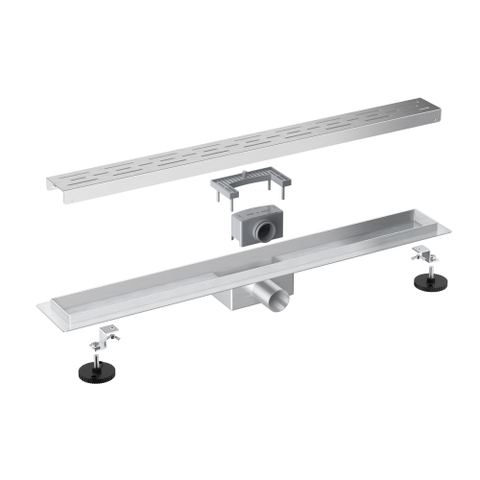 Fortifura Galeria douchegoot - 70cm - met rooster - met vloerflens - PVD - geborsteld RVS SW716541