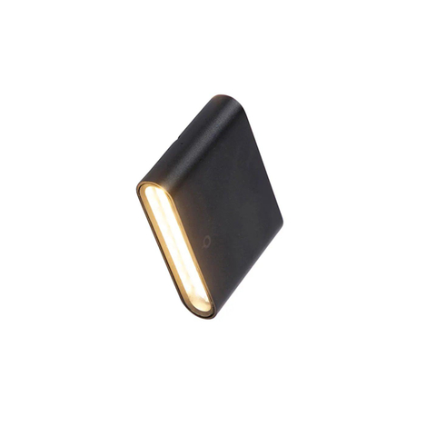 QAZQA Batt wandlamp - 11.5x9x3cm - incl. LED - IP65 - mat zwart SW1187212