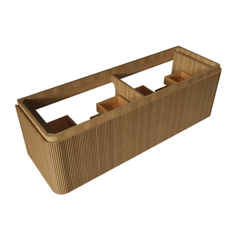Royal Plaza Terra Edge Ensemble meuble de salle de bains - 140x45.5x46cm - vasque en céramique blanc brillant - 2 vasques - 2 trous de robinetterie - 2 tiroirs - sandwood (chêne clair) SW1471944