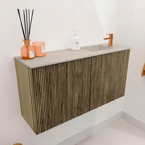 Mondiaz JOYA-DLUX 80cm toiletmeubel - kleur Dusk - Wastafel FAYE positie Rechts 1 kraangat kleur Opalo. SW1423336