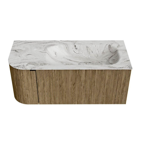 Mondiaz KURVE-DLUX Ensemble de meuble de salle de bains - 105x46x40cm - 1 tiroir - 1 porte - lavabo solid surface - droit - sans trou de robinet - Dusk SW1415465