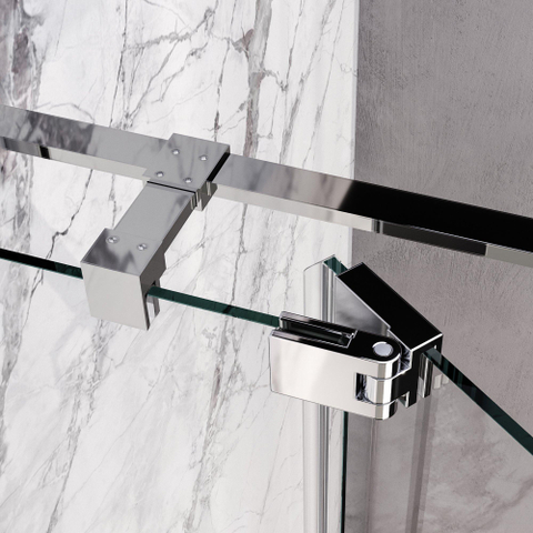 BRAUER Stellar Porte de niche - 2 parties - 100x200cm - porte pivotante - traitement anticalcaire - réversible - verre clair - Acier inoxydable brossé PVD SW1418056