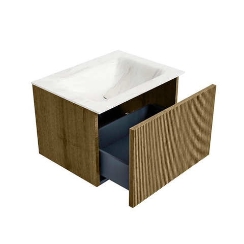 Mondiaz KURVE-DLUX Badkamermeubelset - 60x46x40cm - 1 lade - wastafel solid surface - midden - 1 kraangat - Dusk SW1414984