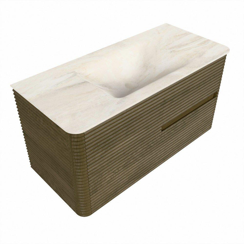 Mondiaz CIRO-DLUX Meuble de salle de bains - 100x45x50cm - Plan vasque solid surface Ostra - 1 vasque au milieu - sans trous de robinet - 2 tiroirs - Dusk SW1532913