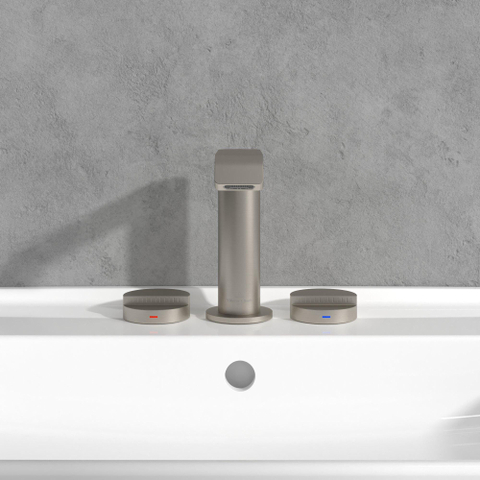 Villeroy & Boch Dawn wastafeluitloop set - zonder pop up - wandmontage afbouwdeel - Brushed Nickel (rvs) SW974313