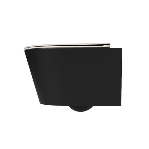 Mondiaz LAVIE hangtoilet – spoelrandloos – 36 x 53 cm – met softclose zitting – Urban (zwart), zitting Linen (offwhite) SW1208658