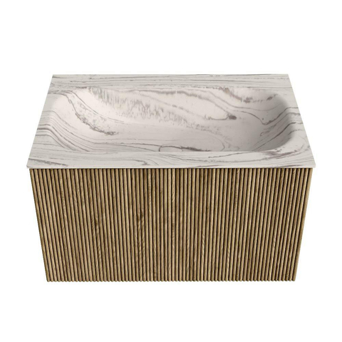 MONDIAZ KURVE-DLUX Meuble de salle de bains 70cm couleur Dusk avec 1 tiroir et 0 porte. Lavabo BIG SMALL Centré sans trou de robinet Nata. SW1432362