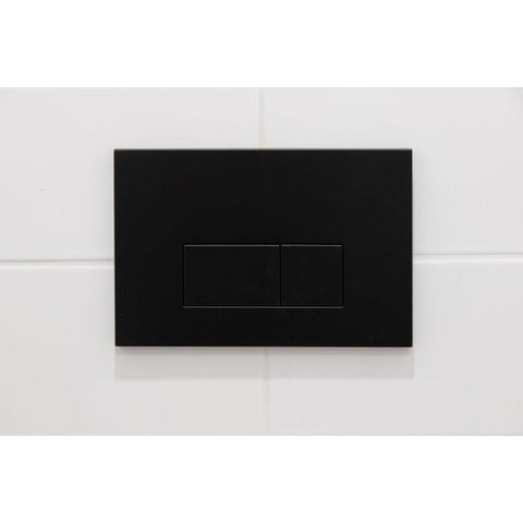 QeramiQ Luma Ensemble WC-douche - réservoir encastré Geberit UP320 - avec châssis Burda - sèche-cheveux - douchette féminine - plaque de commande en métal noir mat - boutons rectangulaires - blanc brillant SW1472010
