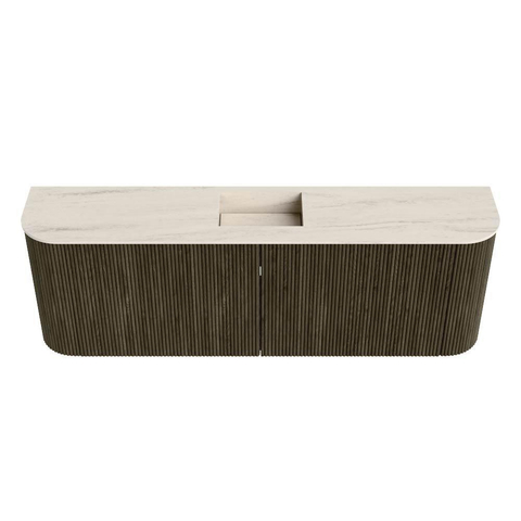 Mondiaz JOYA-DLUX Meuble de toilette 123,2 cm - arrondi gauche et droite couleur Shadow - Vasque FAYE position Milieu 1 trou de robinet couleur Meli SW1424954