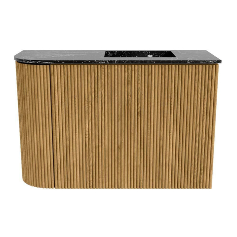 Mondiaz JOYA-DLUX Meuble de toilette 61,6cm - arrondi gauche couleur Chêne - Vasque FAYE position Droite 1 trou de robinet couleur Lava SW1422061