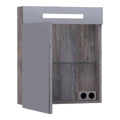 Miroir Armoire BRAUER Promise - 60x70x15cm -- avec éclairage direct 1 porte miroir simple à gauche en bois flotté SW499500