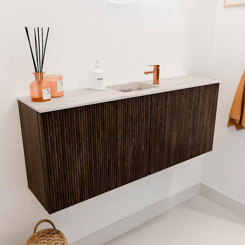 Mondiaz JOYA-DLUX 100cm toiletmeubel - kleur Walnut - Wastafel FAYE positie Midden 1 kraangat kleur Nata. SW1424502