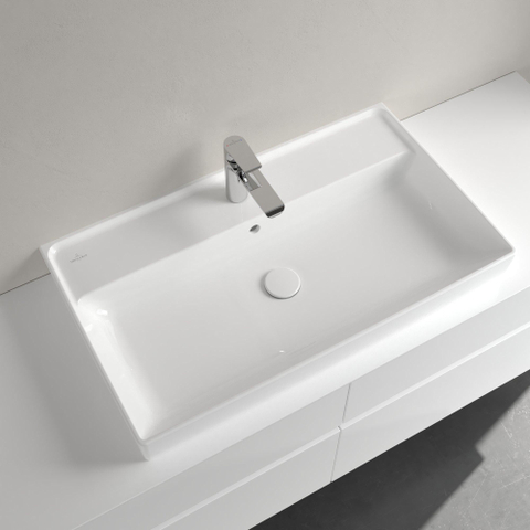 Villeroy & Boch Collaro meubelwastafel onderzijde - geslepen - 80x47cm - met overloop - 1 kraangat - White Alpine (glans wit) SW358317