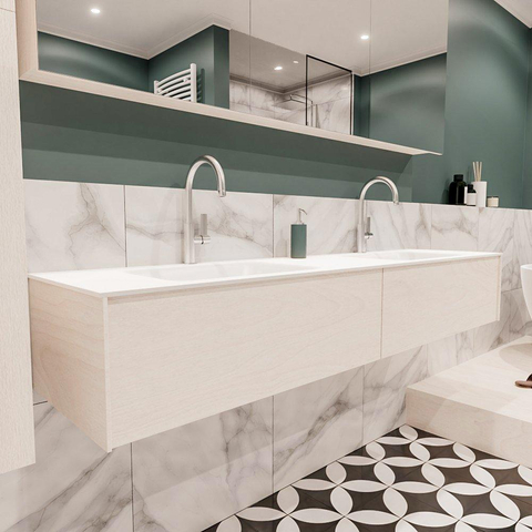 ENSEMBLE DE MEUBLE MONDIAZ LUSH - 180 cm - 2 tiroirs - lavabo cloud - 2 lavabos - 2 trous de robinet - sous-couche SW409503