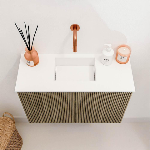 Mondiaz JOYA 60cm toiletmeubel - kleur Dusk - Wastafel FAYE positie Midden Zonder kraangat kleur Talc. SW1421545