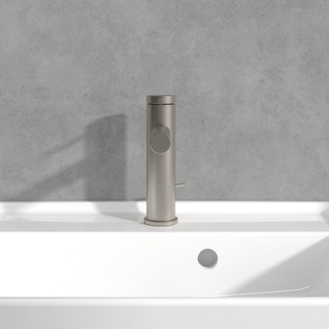 Villeroy & Boch Loop & Friends 1 greeps wastafelkraan - met waste - Brushed Nickel (rvs) SW974114
