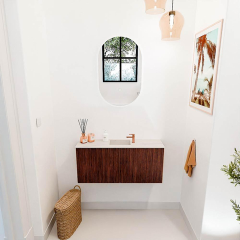 Mondiaz JOYA-DLUX 90cm toiletmeubel - kleur Ruby - Wastafel FAYE positie Midden 1 kraangat kleur Meli. SW1425361