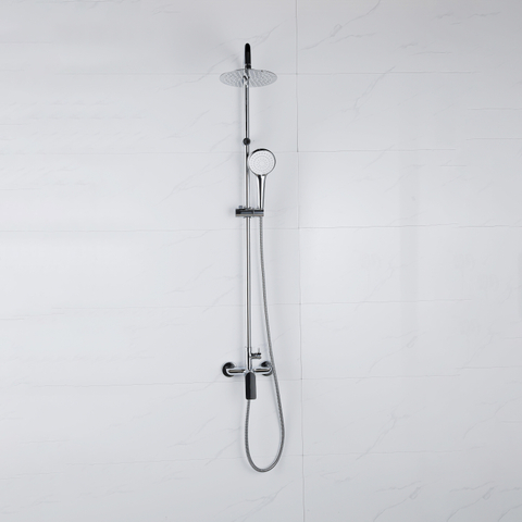 Adema Sparkle 2.0 ensemble de douche pluie apparent – douche de tête Ø 30 cm – douchette ronde – barre de douche – chrome SW1441141