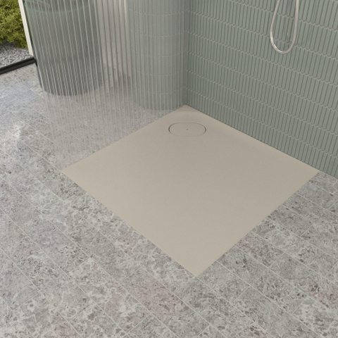 Villeroy & Boch Ecora douchebak - 80x80x3.5cm - hoekafvoer - almond (beige) SW1558976