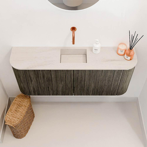 Mondiaz JOYA-DLUX 103.2cm toiletmeubel - ronding links en rechts kleur Shadow - Wastafel FAYE positie Midden Zonder kraangat kleur Meli. SW1424933