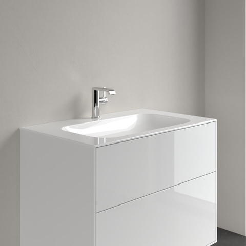 Villeroy & Boch finion meubelwastafel - 1 kraangat - 80x50cm CeramicPlus - zonder overloop - White Alpine (glans wit) SW106520