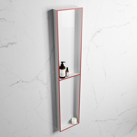 Mondiaz Easy nis 29.5x89.5x8cm voor Inbouw/opbouw 2 open vakken Solid surface Talc/Fire SW643806
