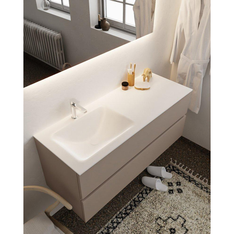 MONDIAZ VICA Ensemble de meuble salle de bain - 120cm - 2 tiroirs - lavabo Cloud gauche - 1 trou de robinet - solid surface smoke SW411395