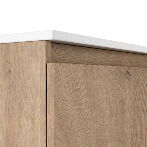 Adema Cadence Ensemble de meuble de salle de bains - 60x55x40cm - peu profond - 2 portes - sans poignées - lavabo - 1 trou de robinet - céramique - chêne rustique SW1498570