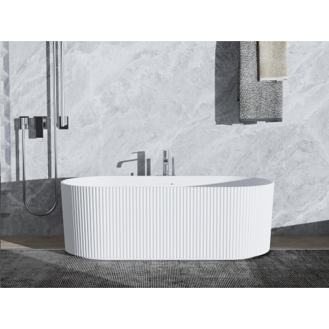 Arcqua Costilla baignoire îlot - 170x80cm - lignes verticales nervurées - acrylique - blanc brillant SW857160