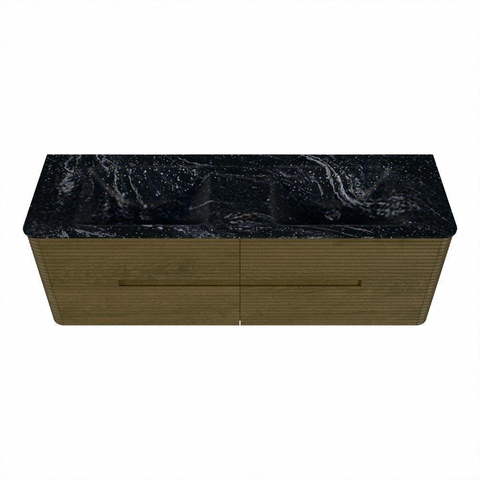 Mondiaz CIRO-DLUX Badkamermeubelset - 150x45x50cm - Solid surface wastafel Lava - 2 wasbak Dubbel - zonder kraangaten - 4 lades - Dusk SW1533052