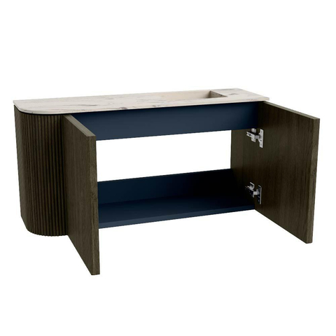 Mondiaz JOYA-DLUX 81.6cm toiletmeubel - ronding links kleur Shadow - Wastafel FAYE positie Rechts 1 kraangat kleur Nata. SW1424984