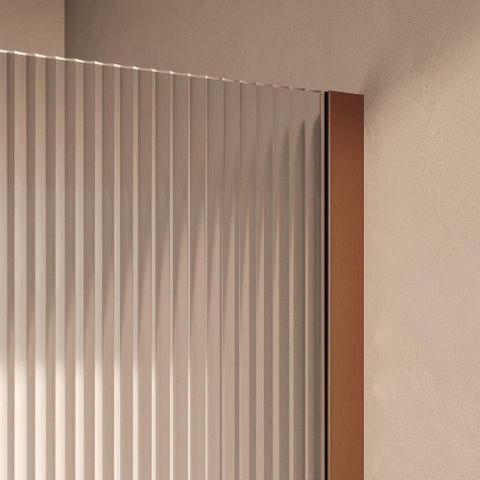 BRAUER Oblivion Paroi de douche à l'italienne - 100x200cm - paroi latérale 30cm - verre clair nervuré - revêtement en verre - PVD - cuivre brossé SW1476050