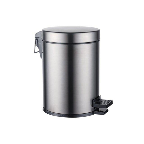 Fortifura Calvi Toiletset 5-delig - toiletrolhouder - reserverolhouder - toiletborstelhouder - handdoekhaak - pedaalemmer - PVD - geborsteld gunmetal (antraciet) SW1478230