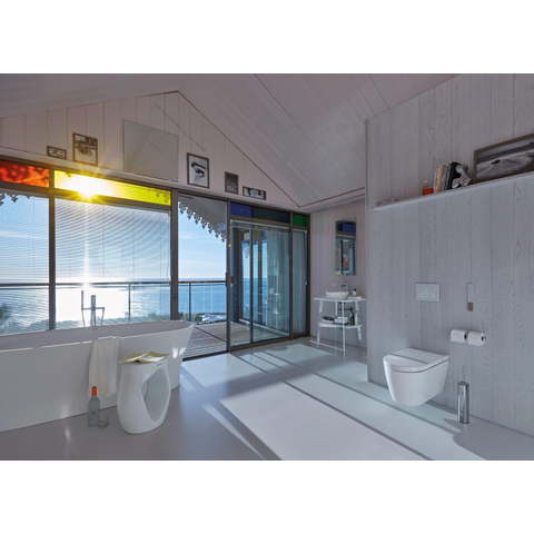 Duravit Sensowash Starck F Plus douchewc - 37.8x57.5cm - spoelrandloos - met closetzitting - Automatisch openen/sluiten van deksel - compact - glans wit SW420922